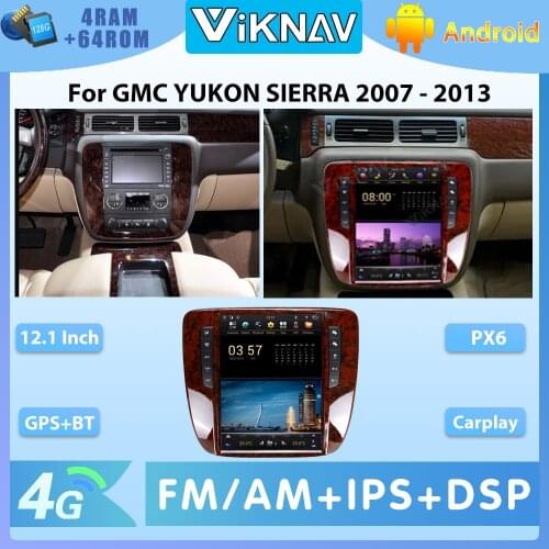 2 din heat unit Car multimedia player stereo PX6 CARPLAY Android 12.1" For GMC YUKON SIERRA 2007 - 2013 Car Radio GPS Navigation