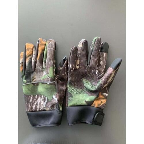 Bionic Camo Plus Velvet Warm Gloves Men Women Autumn Winter Outdoor Thermal Non-slip Riding Hunting Tactical Gloves Full Finger