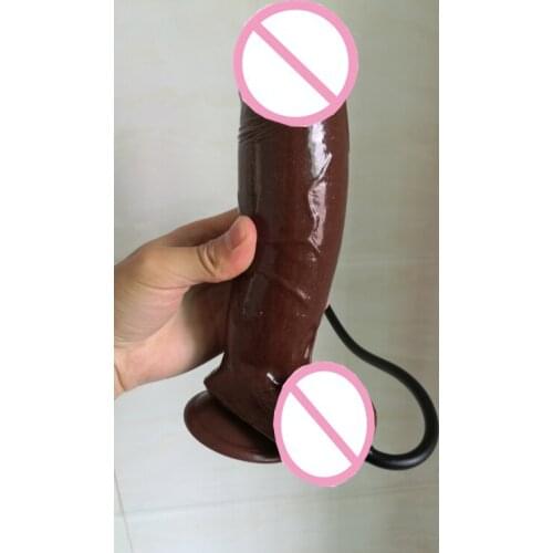 Big Soft Brown Pump Inflatable Dildo Sex Toy 20cm TPR Gay Huge Inflatable penis Realistic Suction Cup Masturbation Sex Product