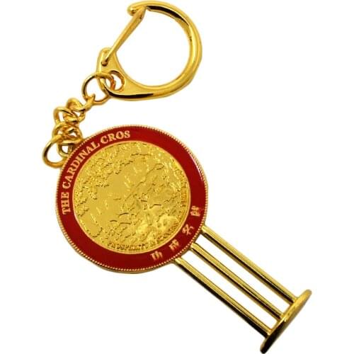 Feng Shui Cardinal Cross Mirror Keychain W3786
