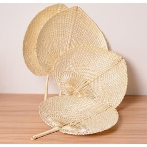Pure Handmade DIY Heart Shaped Bamboo Woven Fan Summer Cooling Fan