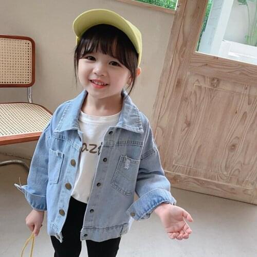 DFXD Korean Style Kids Boys Girls Jean Jacket 2020 Autumn Outfit Cotton Cartoon Denim Blue Outwear Fashion Toddler Coat 2-7Yrs