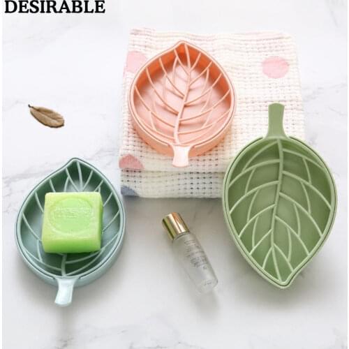 Double Layer Leaf Shape Soap box shower tray hiking bath house container holder travel new Drain Soap Dish Bathroom Supplies 2pc