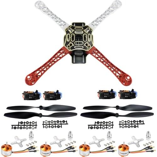F450 4-Alex Airframe 450mm Drone Frame Kit w/ 2-4S 30A RC Brushless ESC A2212 1000KV Brushless Motor 13T 1045 CW CCW Propellers