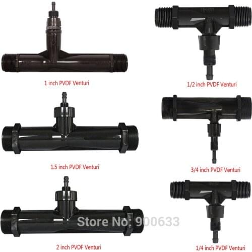 1/4‘’ 1/2‘’ 3/4'' 1'' 1.5'' 2‘’ PVDF Venturi Fertilizer Injector Ozone Mixer For Water Purifier Parts