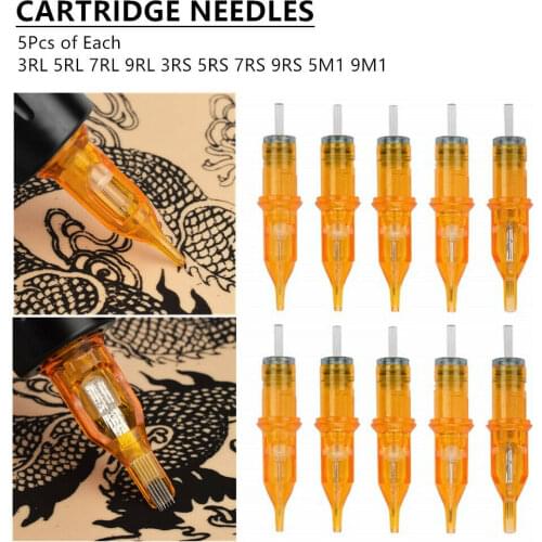 50pcs Mixed Size Tattoo Needle Cartridge Assorted Disposable Sterilized Needles For Tattoo Machine RL RS M1 Tattoo Artist