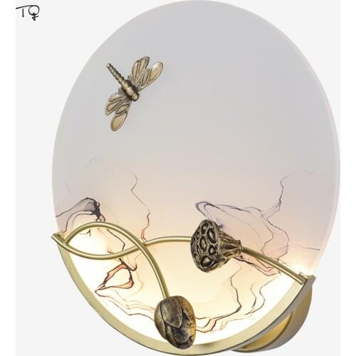 Chinese Modern Simple Zen Art Traditional Wall Lamp Art Decorative Wall Sconces Bedroom Bedside Corridor Living Room Background