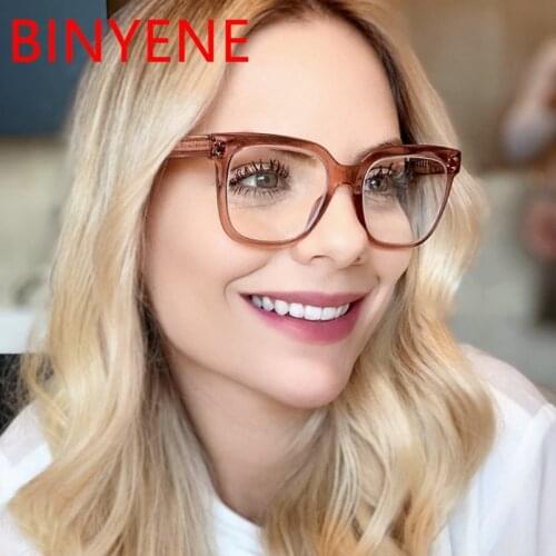 Oversized Square Transparent Glasses Spectacle Frames Cute Brown Prescription Glasses Frame Luxury Brand Vintage Womens Glasses