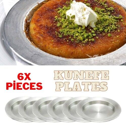 Künefe Dessert Plates 6 Pieces Turkish Local Aluminum Dessert Plate Original 6 Pcs Dessert Serving Plate