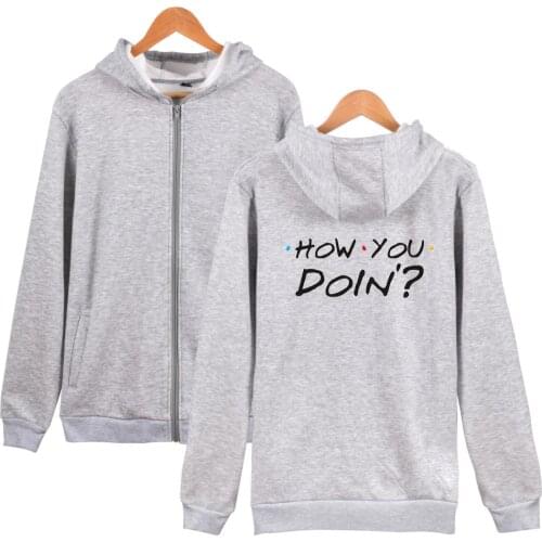 Latest Friends How You Doin print fashion hip hop zipper men women hoodies jacket casual long sleeve hooded sweatshirt coat tops