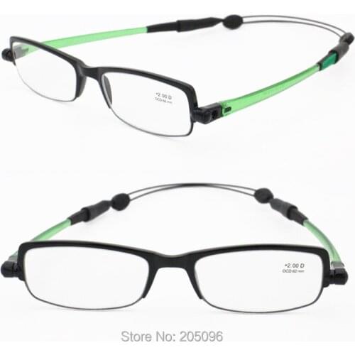 Hotsales light weight handy carry rotating foldable TR90 shield shape presbyopia sports reading eyeglasses with strap 748S