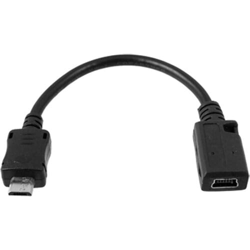 Mini 5 pin female adapter, black Micro-USB 5 pin male