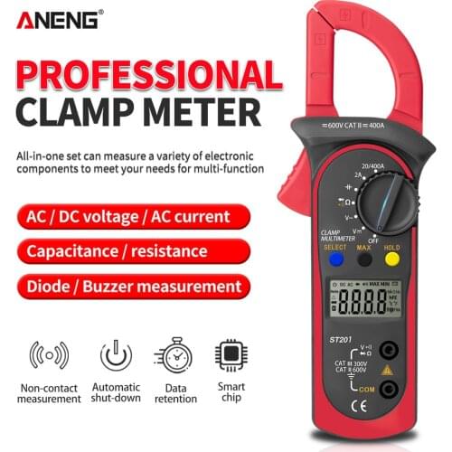 ANENG ST201 Digital Clamp Profesional Multimeter Resistance Tester AC DC Ammeter Transistor Voltmeter non Contact current bokeh