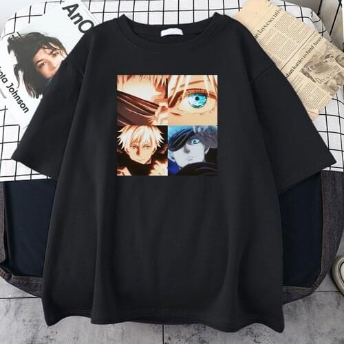 Jujutsu Kaisen Anime Print Man T Shirt Retro Style Tee Shirts Top Fashion Korean Streetwear Short Sleeve Oversize Tee Clothing