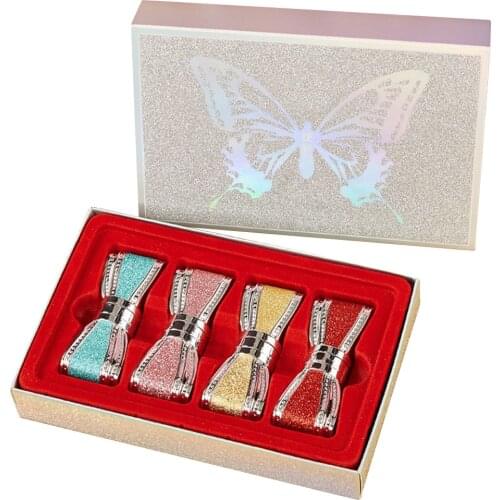 4pcs Matte Lipstick Set Bow Matte Matte Carved Silky Moisturizing Long-Lasting Waterproof Female Makeup Lipstick