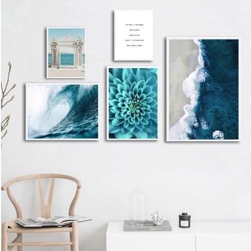 Nordic Decoration Poster and Prints Life Quote Flower Sea Landscape Wall Art Canvas Painting Decorative Picture Home Decor