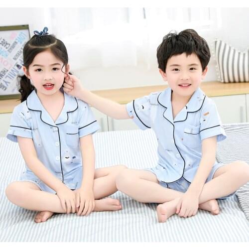 New Arrivals 2020 summer Children Pajamas Set Baby Cute Cotton Sleepwear Suit Girls Nightwear Pants Boys Set Kids Gift