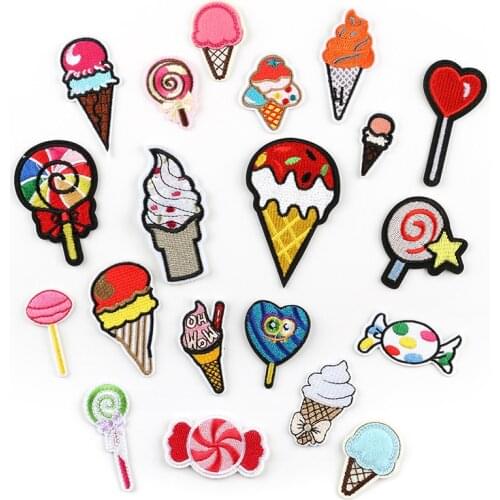 Popsicle Popcorn Ice Cream Iron On Patches Sewing Embroidered Applique for Jacket Clothes Stickers Badge DIY Apparel Accessories