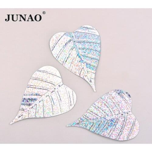 JUNAO 100g 57x75mm Silver Large Leaf Sequins Flat Loose Sequins Sewing Paillette For Garments Home Decoration Accessories