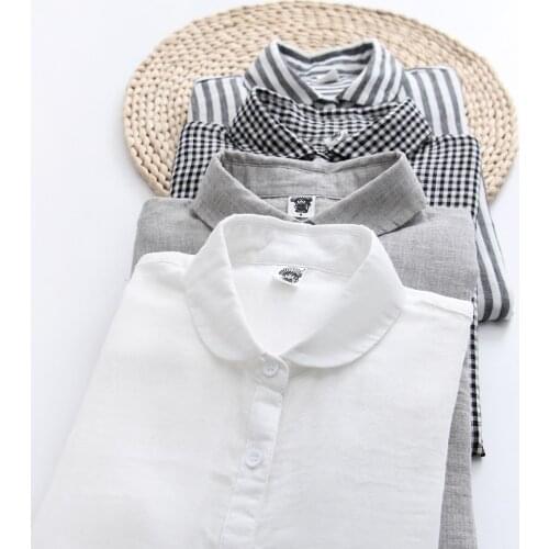 Young Preppy Style Women Shirts Skin Friendly Soft Long Sleeve Turn Down Collar Single Breasted Cotton Tops Female Basic Blouse