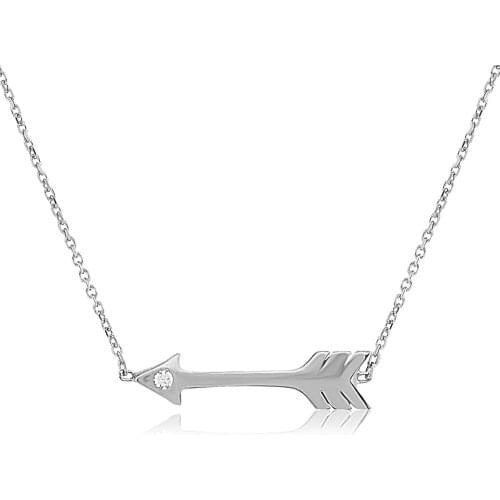One Cubic Zirconia Arrow Silver Necklace