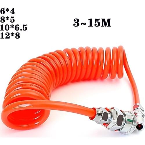 Trachea 3M 6M 9M 12M 15M pneumatic polyurethane PU air compressor hose telescopic spring spiral tube tool with connector