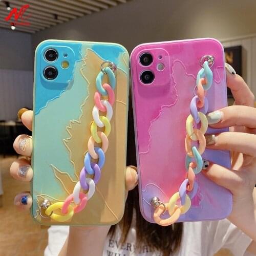 Luxury Colorful Bracelet Phone Case for iPhone 12 11 Pro 11Pro Xs Max X Xr 7 8 Plus Watercolor Camera Protection Silicone Cover