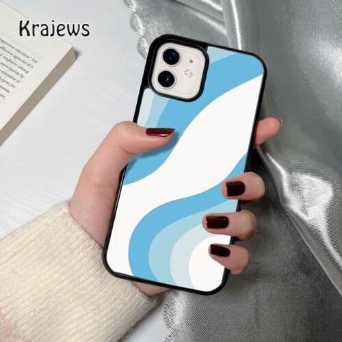 Krajews blue wavy coque Phone Case for iPhone 12 mini 5 6S 7 8 PLUS X XS XR 11 PRO MAX SE 2020 Back Cover Funda Shell