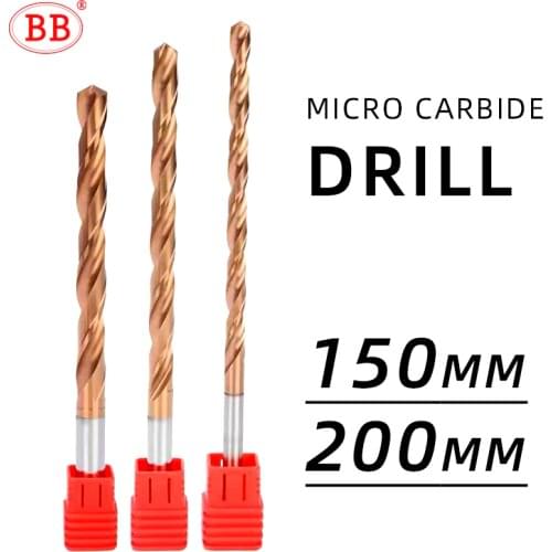 BB CNC Carbide Drill 150mm 200mm Long Length Tungsten Steel For Stainless Steel Metal Aluminum Copper 1PCS