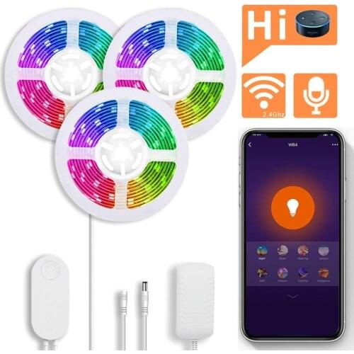 Smart Led Strip Lights,WiFi Wireless Smart Phone APP Controlled, 5050 Waterproof IP65,RGBW Color Ambiance Dimmable Light JK397