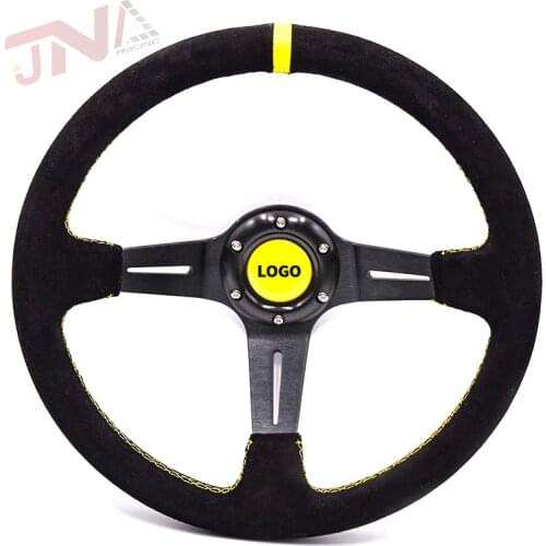14INCH Universal Sports Steering Wheel JDM Yellow Stitching Drift Sport Steering Wheels