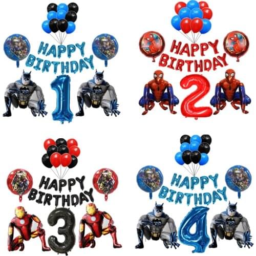 1set of Marvel Superhero Theme Spiderman Aluminum Balloon Childrens Birthday Party Iron Man Decoration Children Inflatable Toys