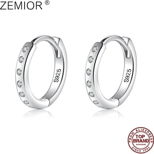 ZEMIOR Circle Small Earring Sterling Silver 925 Jewelry Luxury Cubic Zirconia Hoop Earrings For Women Romantic Anniversary Gift