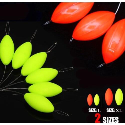 1Group 6PCS/3pcs Oval Mini Fishing Float Bobber Rig MakingFloating Beans Red/Yellow Striking Beads With Hole No Stopper