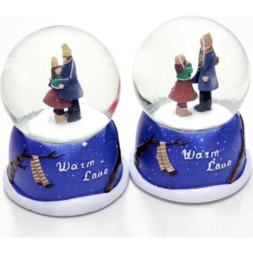 1PC 100# Crystal Snow Globe Glass Ball Music Box Craft Home Desktop Decoration Snowflake Rorating Light Gifts