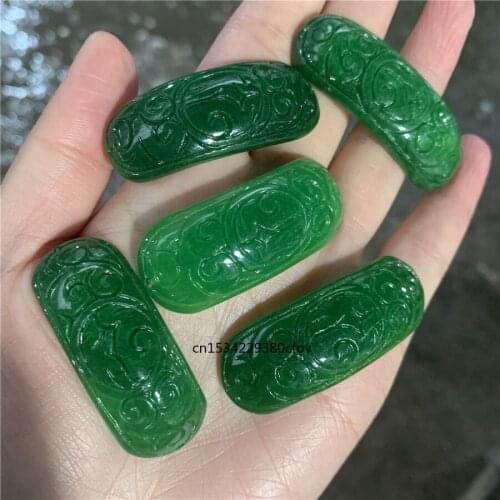 1PC Natural Green Jade Emerald Bracelet DIY Accessories Bangle Charm Jewellery Fashion Hand-Carved Money Luck Amulet