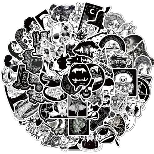 10/30/50 PCS Cartoon Black and White Gothic Skateboard Waterproof Graffiti Suitcase Guitar Toy Decoration Sticker Wholesale