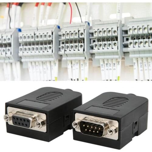 2Pcs DB9 9Pin Screw Serial Connector To Wiring Terminal Male Female Adapter With Case