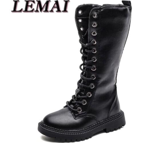 2022 Girls Leather Boots Boys Shoes Autumn Winter Martin Boots Leather Children Boots Fashion Toddler Kids Boots Warm Snow Boots