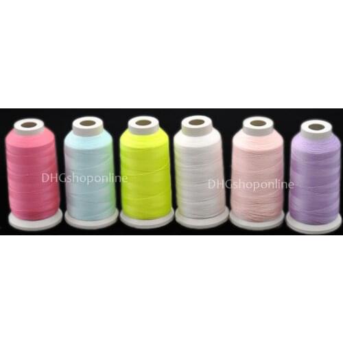 3000 Yards Machine Embroidery Threads Glow In The Dark 6 Colors for Sewing 150D Polyester
