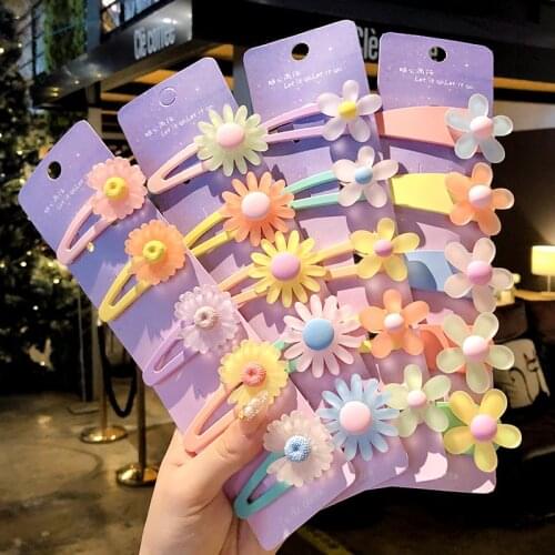 5/7/10 Pcs/Set Children Cute Colors Cartoon Flower Fruit Carrot Ornament Hair Clips Girls Lovely Hairpins Kids Hair Accessories