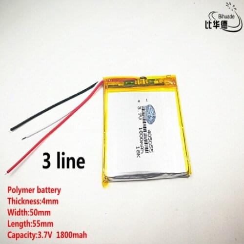 5pcs/lot 3 line Good Qulity 3.7V,1800mAH,405055 Polymer lithium ion / Li-ion battery for TOY,POWER BANK,GPS,mp3,mp4