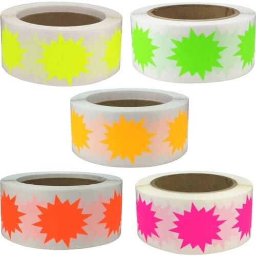 500Pcs/Roll Fluorescence Paper Sticker 2.5cm Blank Adhesive Label Gift Package Sealing Sticker Childrens Toy Labels Stationery