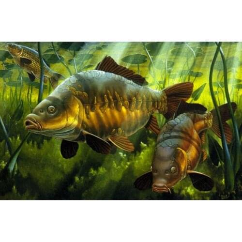 5D Diamond Painting Carp Fishing Set Cross Stitch Kit Full Drill Embroidery Diamond Mosaic Art Picture of Rhinestones Decor Gift