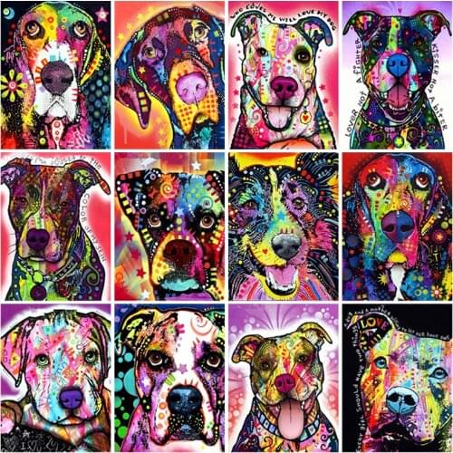 5D DIY Diamond Embroidery Full Square Round Drill Diamond Painting Cross Stitch Kit Colorful Animals Dog Needlework Home Decor