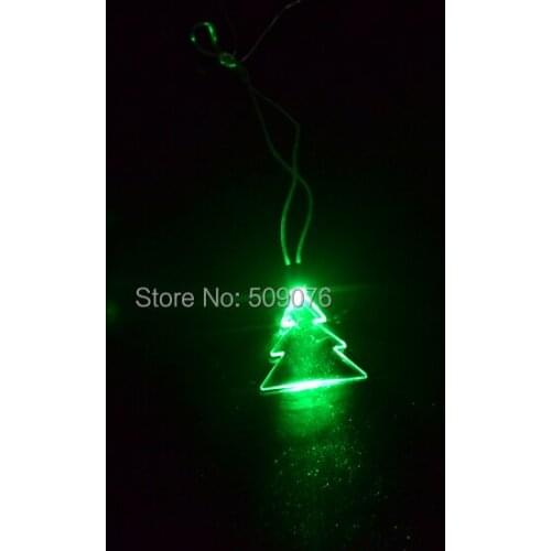 Free shipping 240pcs/lot LED Party necklaces green Lights light up Christmas tree lanyard flash lanyard pendant for Xmas