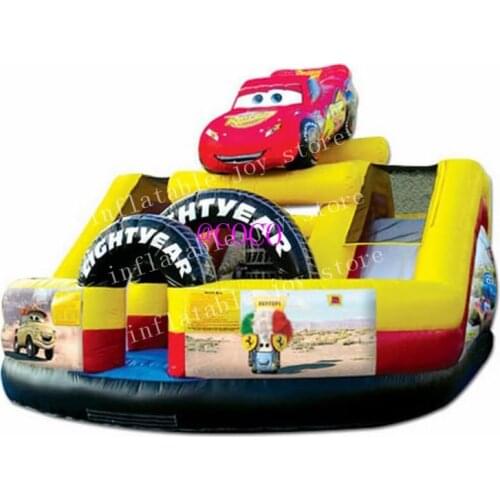 Free air ship to door,Outdoor Inflatable slide Jumper car model Bouncy Castle with slide playground