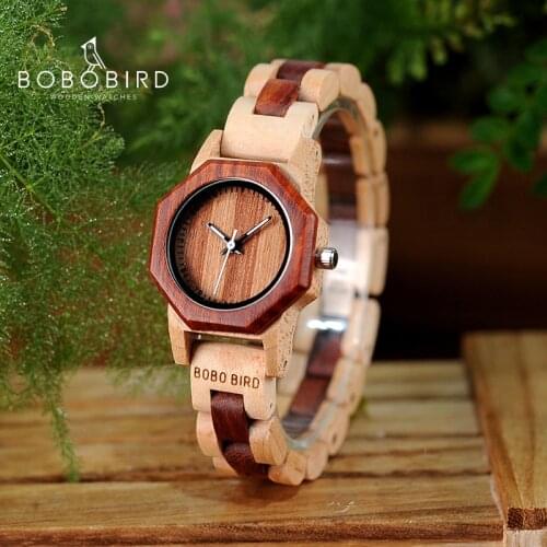 BOBO BIRD Octagon Ladies Wooden Watches LM25 Top Brand Luxury Hours Women Kol in Gift Box as Valentines Day Gift