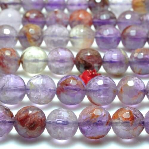 Natural Super Seven Crystal Faceted Round Loose Beads Wholesale Gemstone Super 7 Semi Precious Stone Bracelet Diy Jewelry Making