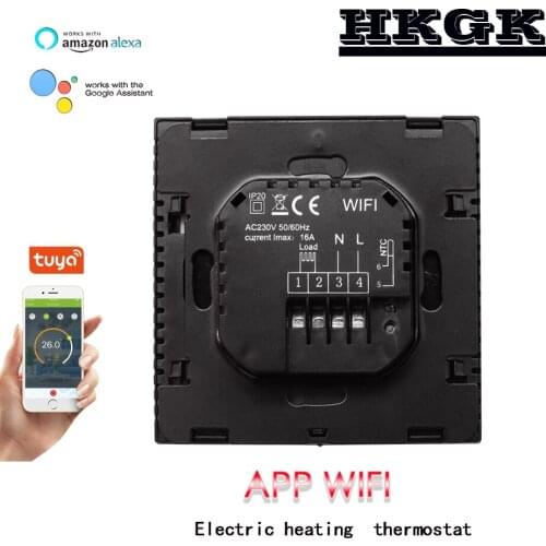 WIFI 16A electric heating temperature controller with internal and external sensors,Works with Alexa Google Home